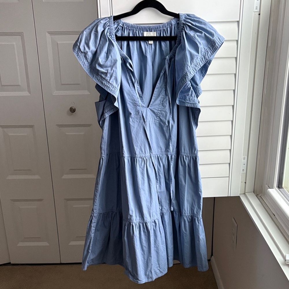 Pinch Blue Mini Dress with Ruffle Sleeves
